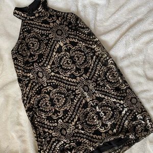 Black and gold party dress